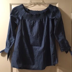 Off the shoulder blue top